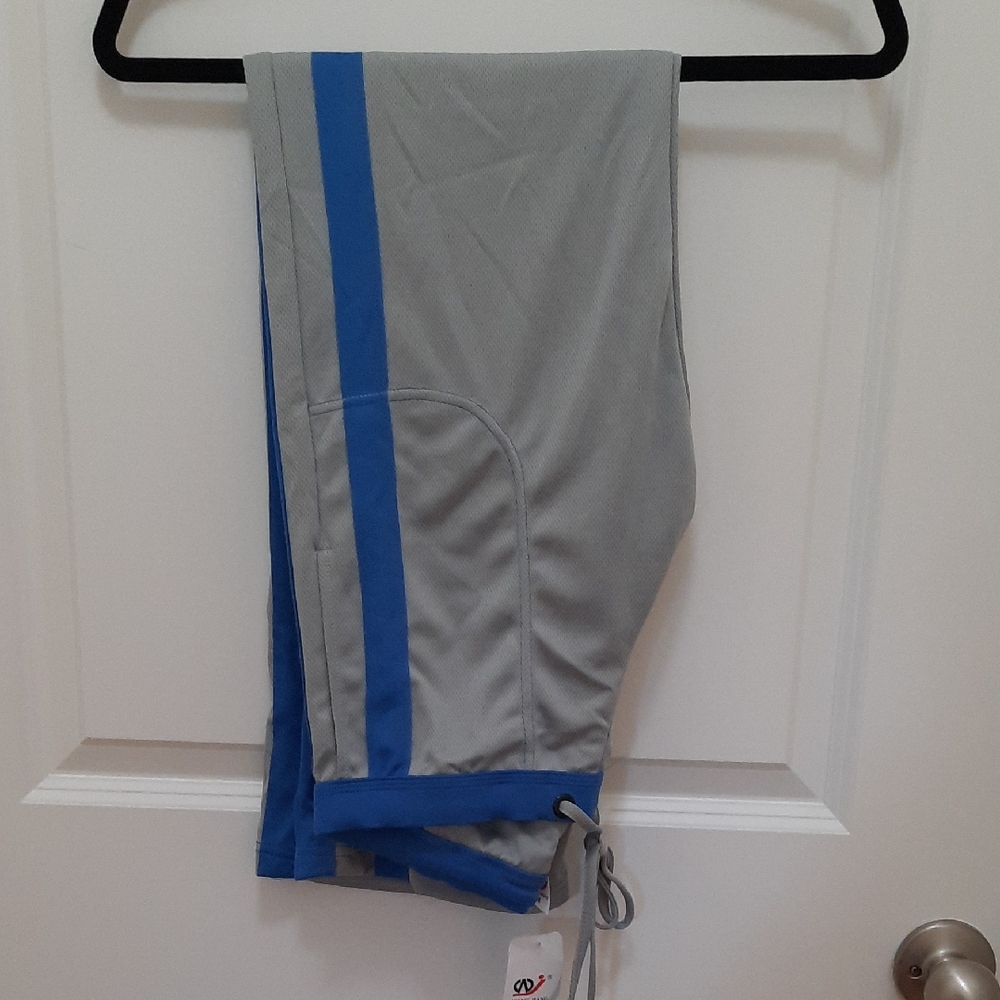 Workout Pants Gray with Blue Stripe